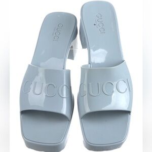 Gucci Rubber Mules in Baby Blue